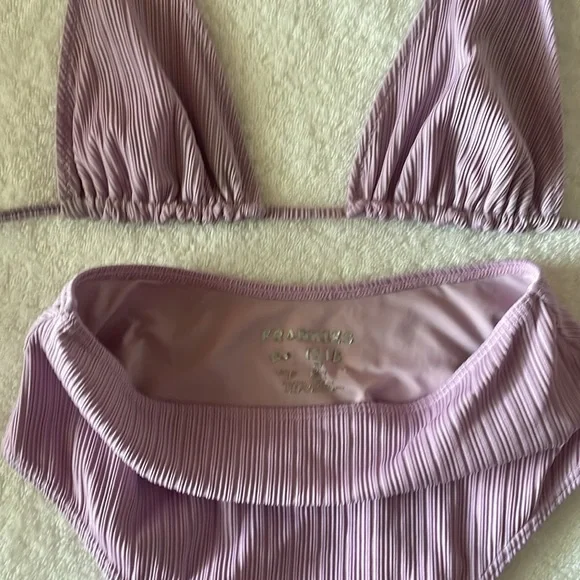 Frankie's Bikinis Annia High-Waist Pliss Bikini Set Size Small Color: lavender - Picture 6 of 10